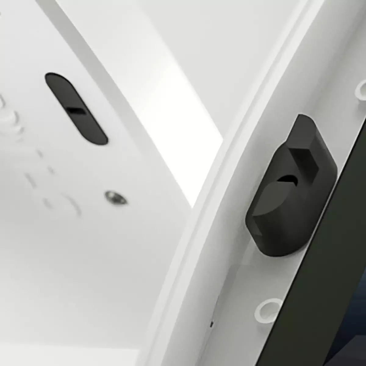 Black anodized aluminum QuikLink plug built into an Armodilo tablet.