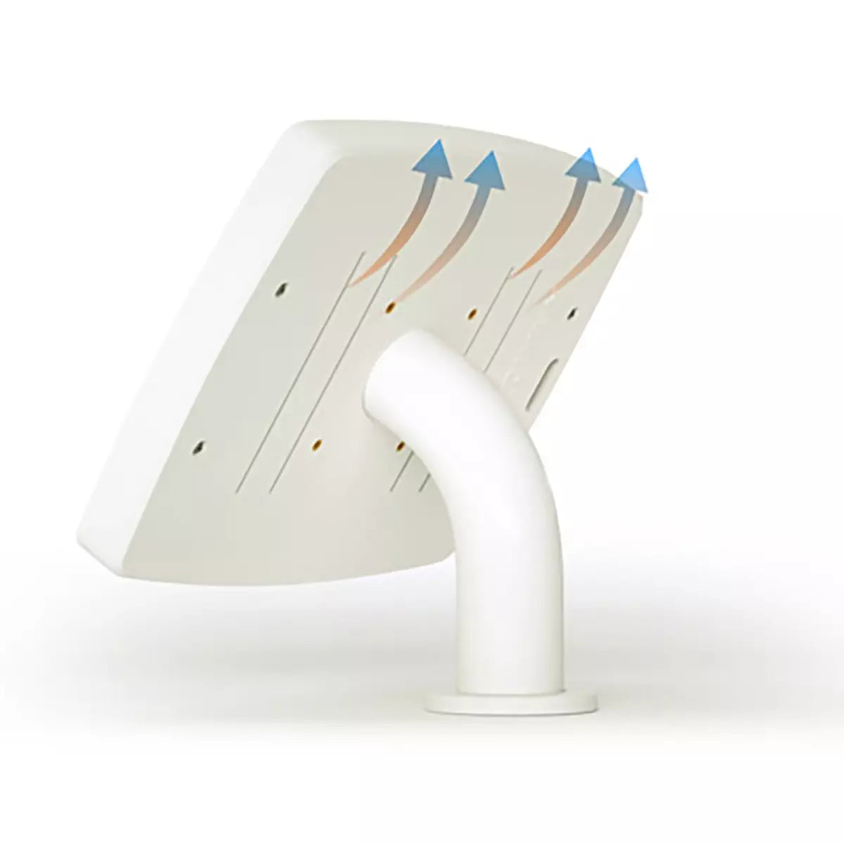 Back of an Armodilo tablet and kiosk stand showing the customized rear venting.
